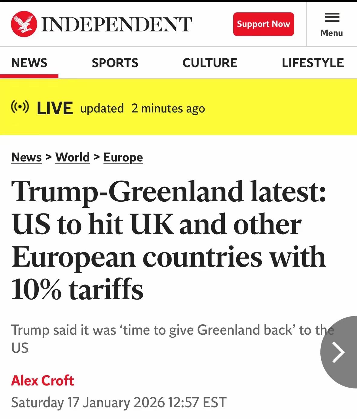 突发：特郎普宣布，自2月1日起，将对丹麦、挪威、瑞典、法国、德国、英国、荷兰和芬