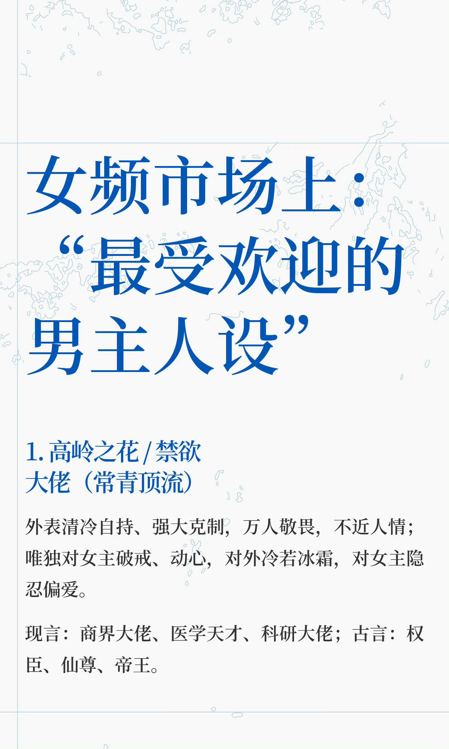 网友总结的十大女频最受欢迎的男主人设👀禁欲高岭之花确实值得一个top[doge]
