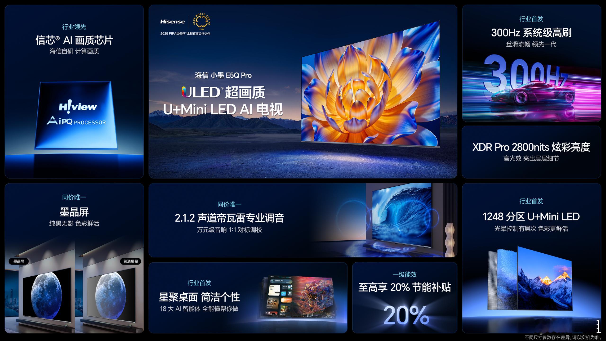 海信小墨E5QPro，搭载行业领先信芯®AI画质芯片，自研计算画质，呈现超
