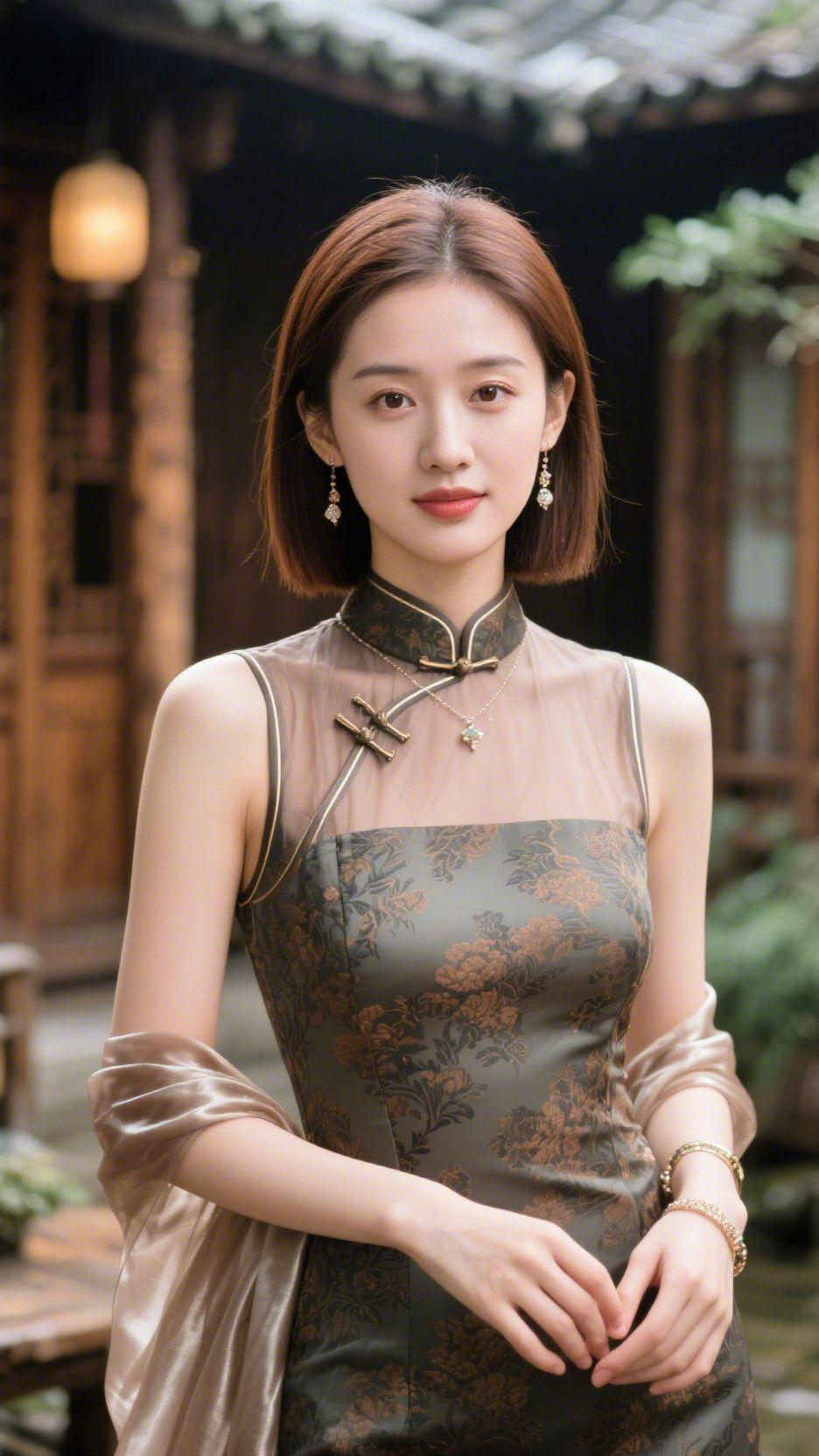 古院清韵木楼窗棂晕开薄暮微光，檐下灯笼静静垂落。青瓦沉淀经年安宁，草木晕开
