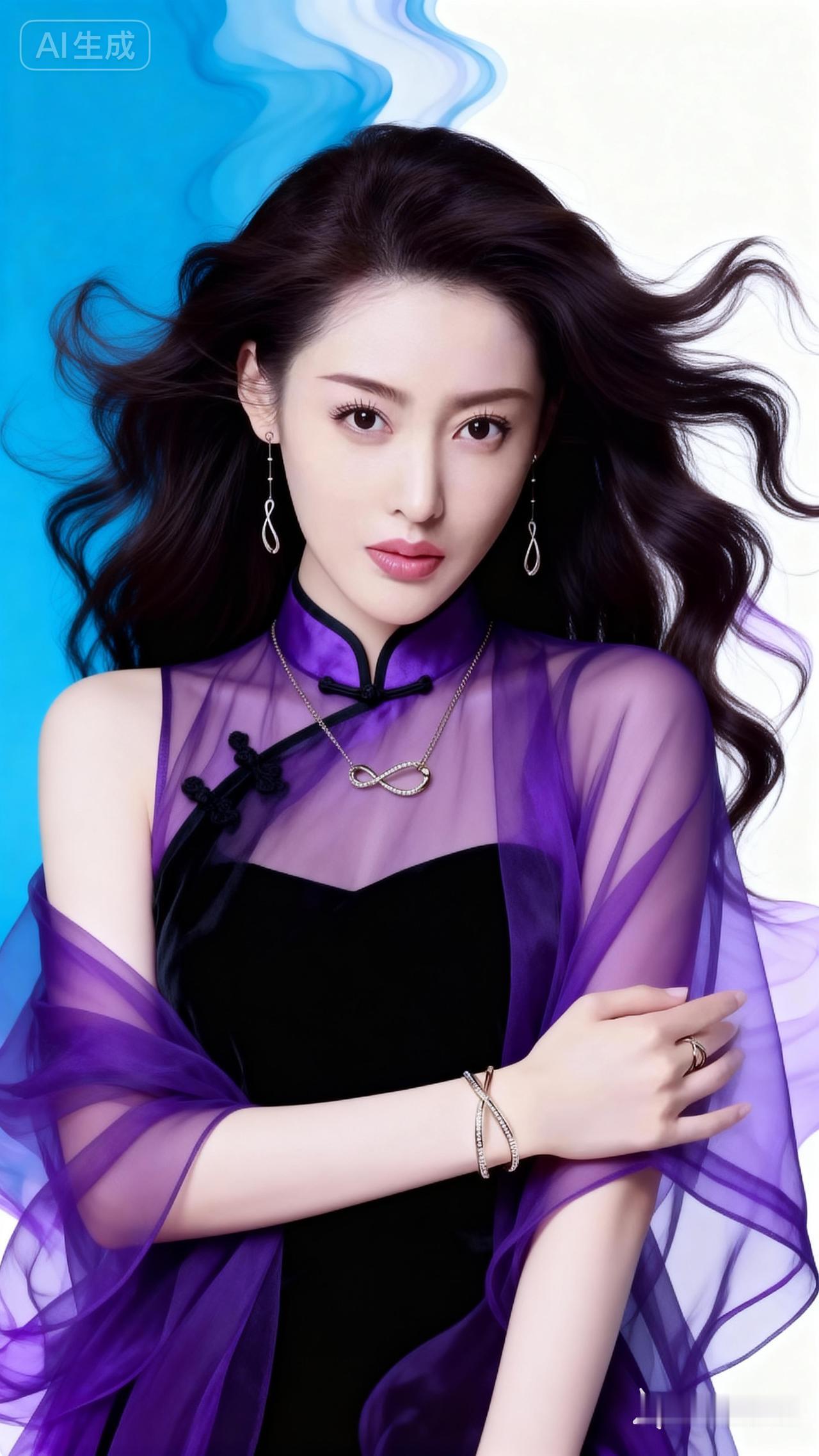 优雅紫纱裙，气质女神范儿