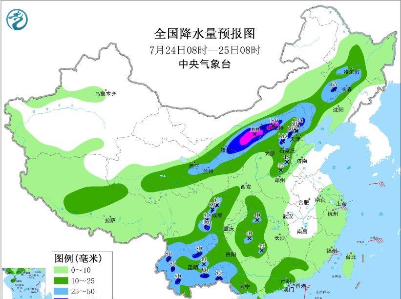 预计未来三天副热带高压将持续偏北偏强，588位势区将稳定控制我国华北中南部和黄淮