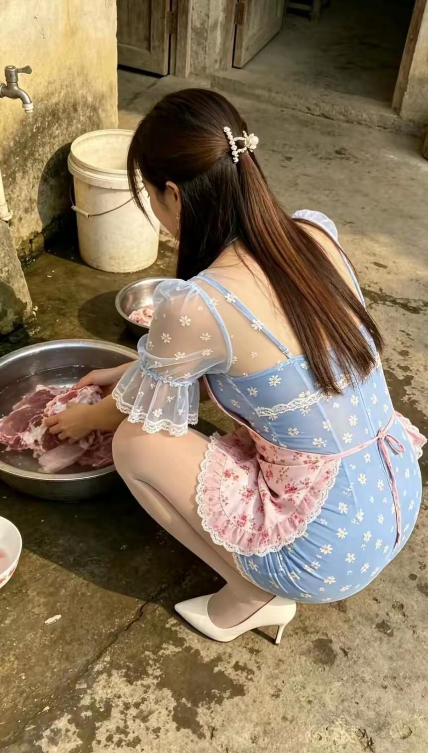 今天去相亲，到女孩家看到这女孩时我非常满意，不仅能干还漂亮，打扮也很时髦！但回来