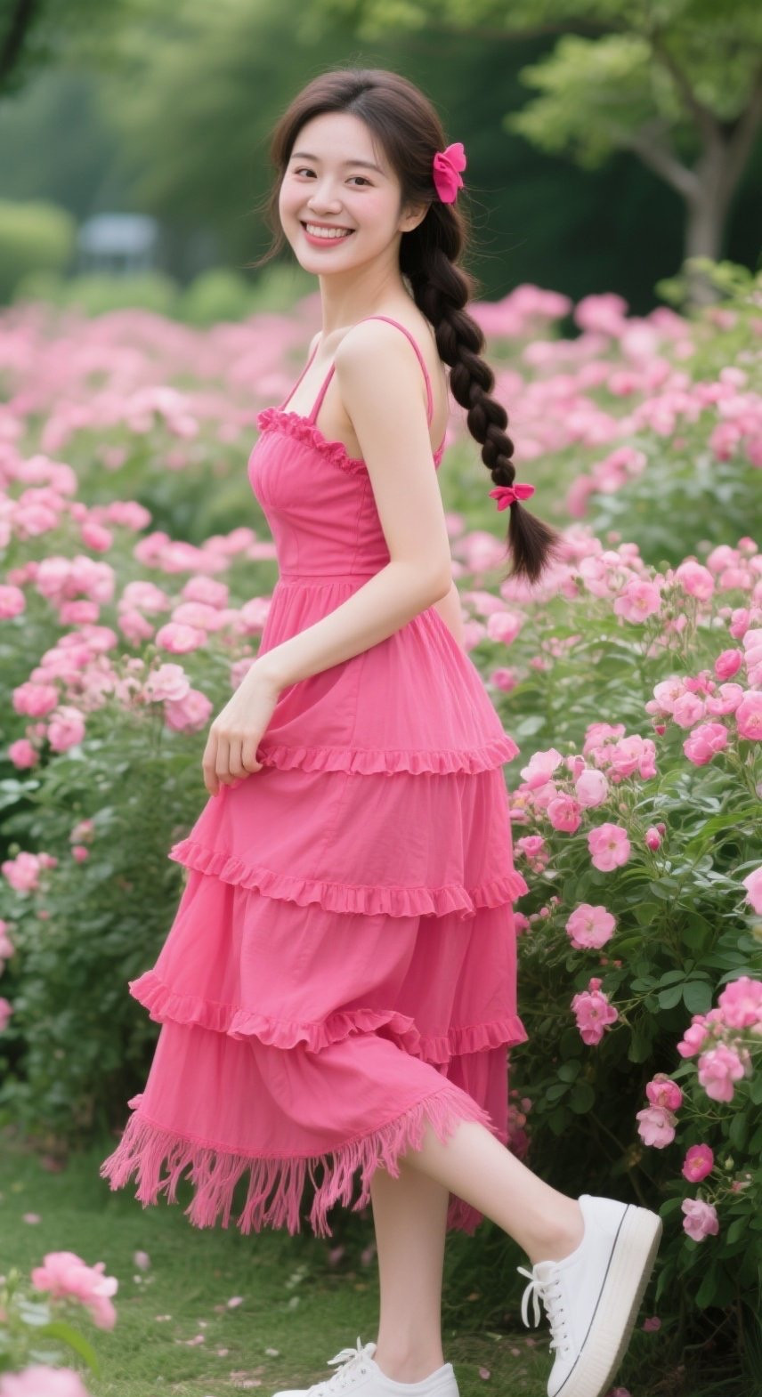微胖女神花丛回眸电力十足