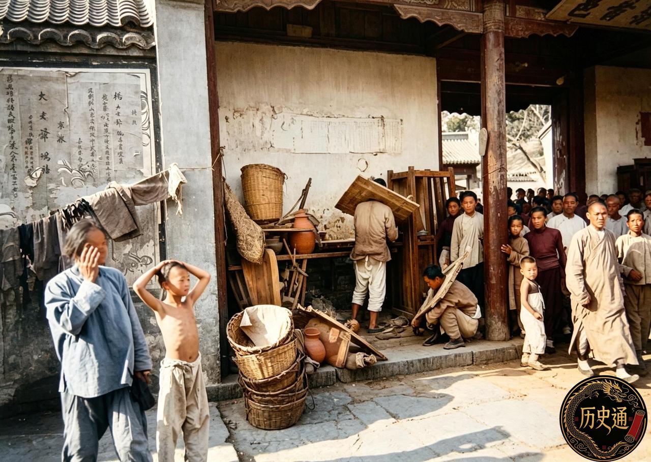 这是百年前山东聊城县衙大门前真实的场景。县衙门前人头攒动，人山人海。县衙的大门也
