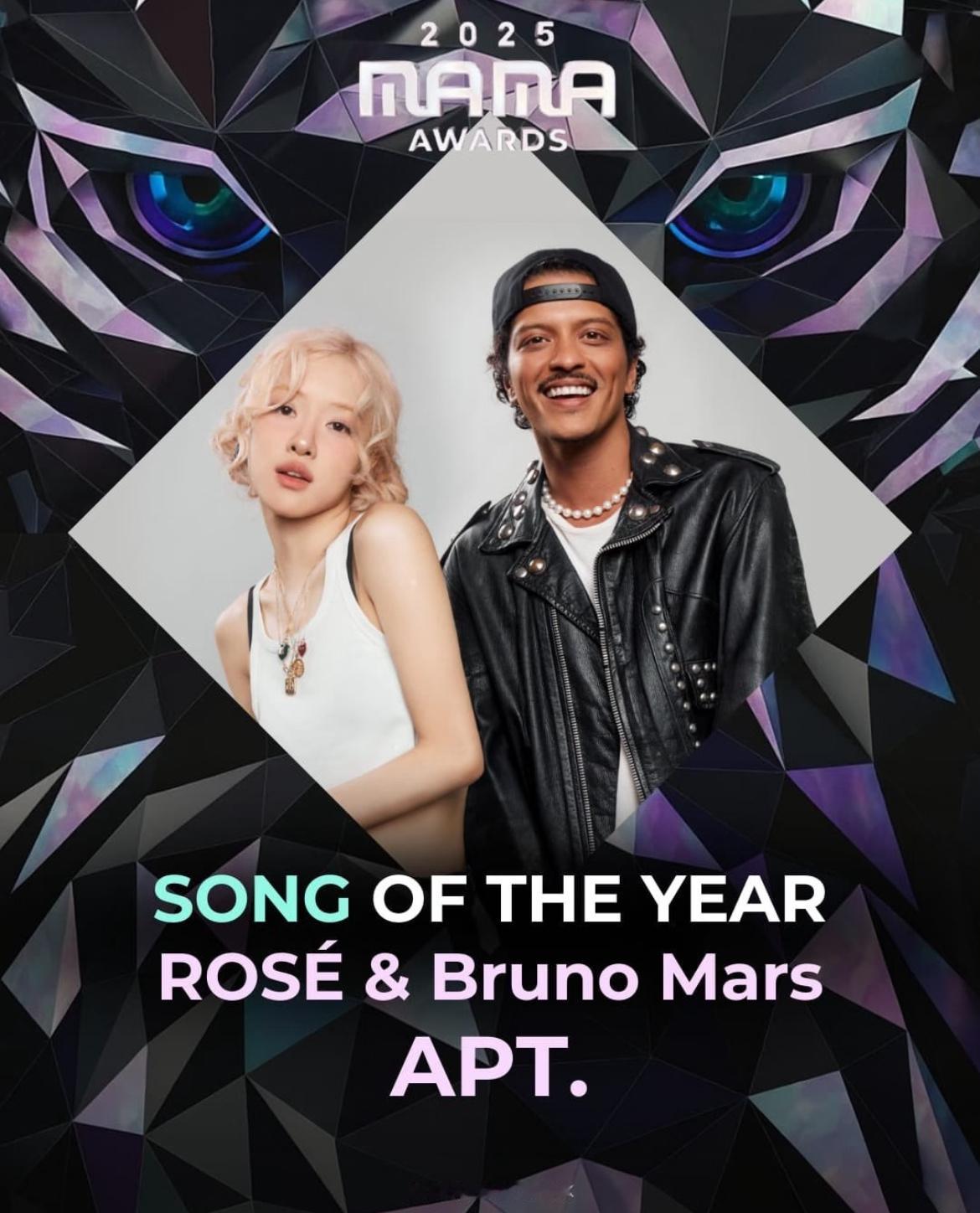 MAMA奖项MAMA颁奖礼DAY-1奖项名单年度歌曲：朴彩英《APT》（大赏）年