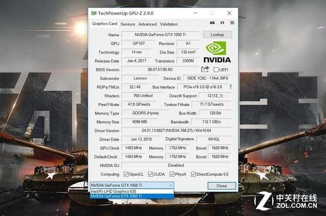 gpu-z显卡信息检索使用3dmark对其进行测试之后可以看到,gtx 1050ti