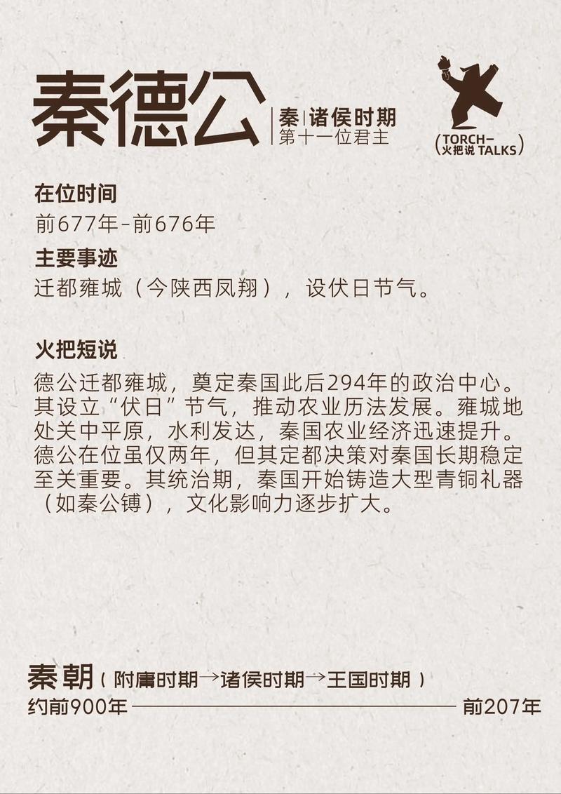 秦德公是春秋时期秦国国君，秦宪公次子，继位后迁都雍城，此地地势险要、土地肥沃，作