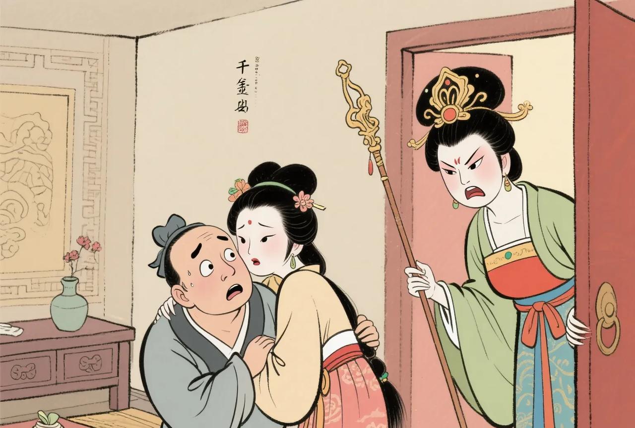 公元662年，药贩冯小宝跟千金公主府中侍女幽会时，被千金公主当场撞破。公主本欲严
