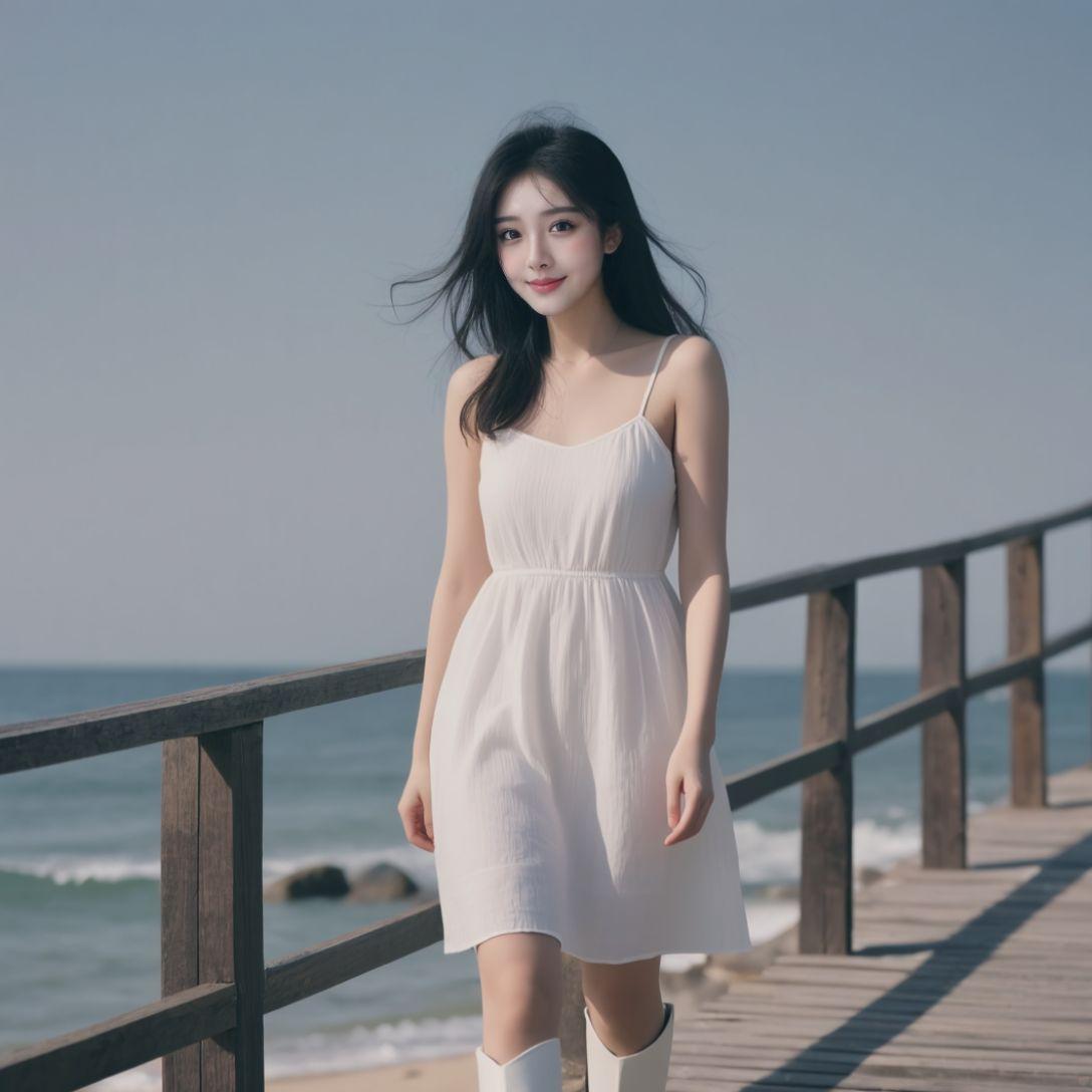 AI海风裙摆照 ai创作 原来ai写真可以这么美  谁拍谁好看 美出高级感