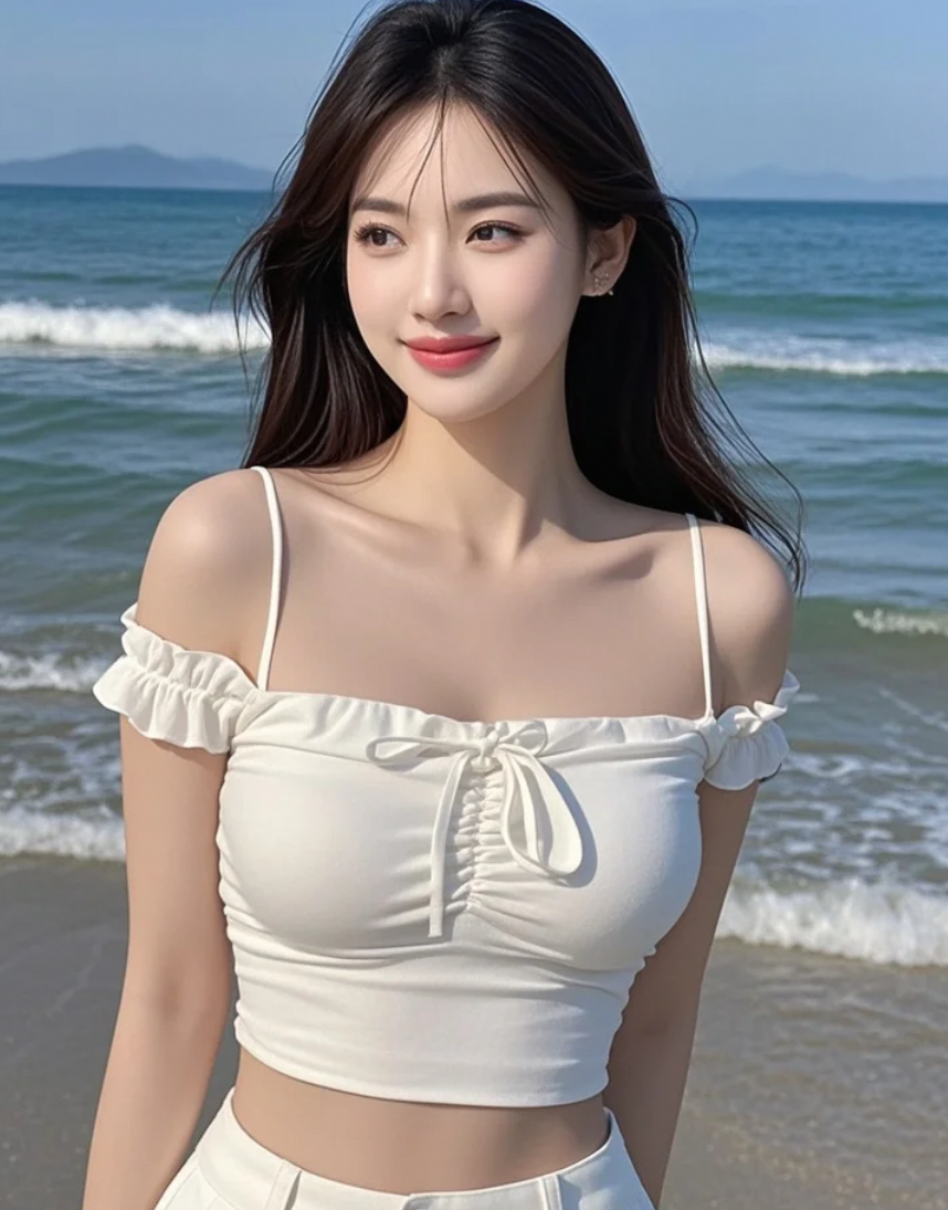 她一个人站在海边，美得让人心疼