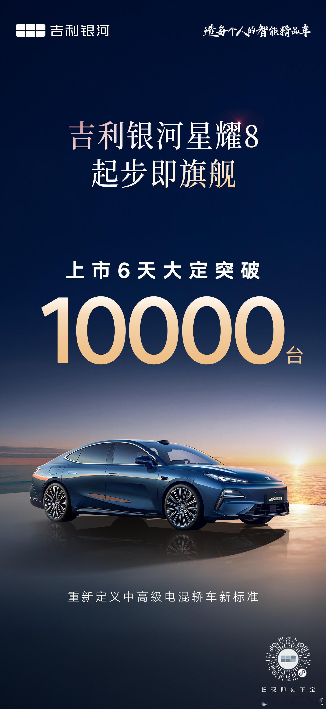 吉利银河星耀8上市6天大定破万台5月9日，吉利银河星耀8正式上市，限时售价为1