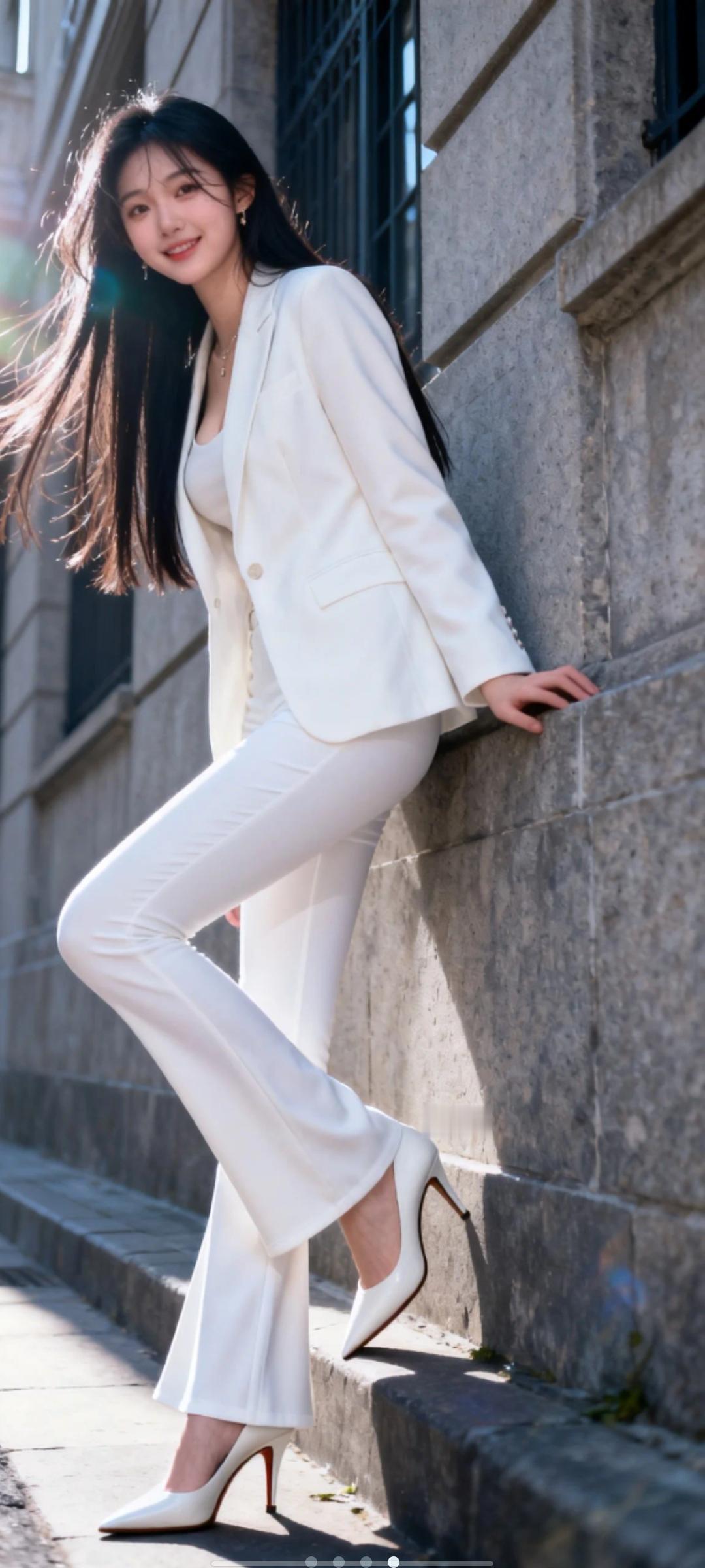 都市女郎穿搭指南：白色西装套装，优雅自信！