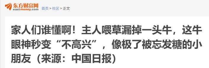 笑不活了！”养殖户给一排牛喂草时，不慎漏掉最后一头，这头牛全程斜眼紧盯主人，从满
