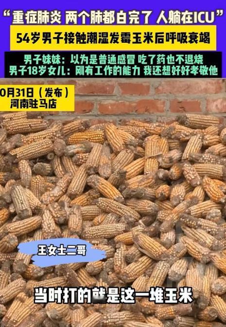 麻绳专挑苦命人！河南驻马店，54岁大叔用机器打潮湿发霉的玉米，不料晚上就发烧咳嗽