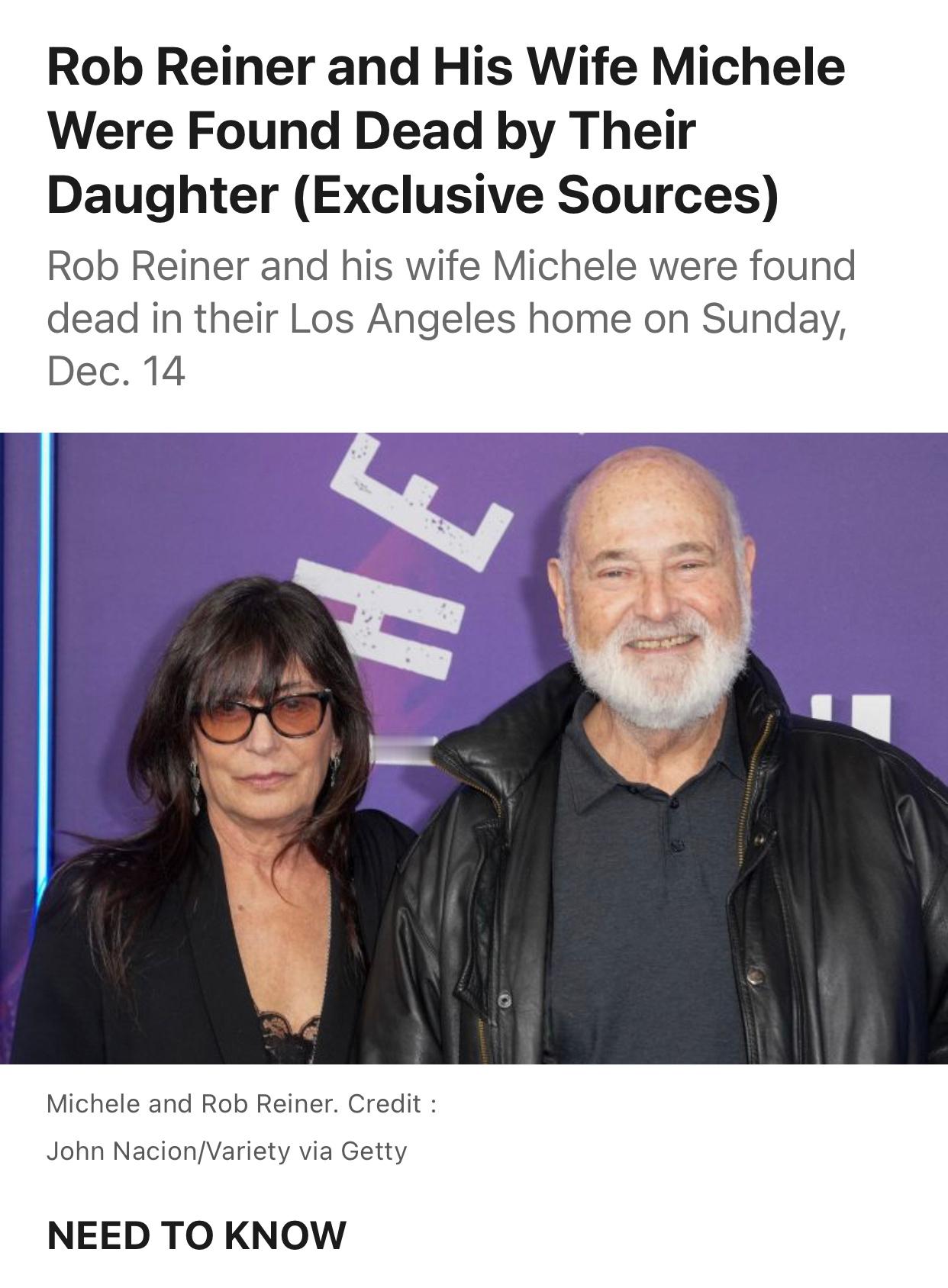 TNABOPeople杂志：著名导演罗伯·莱纳跟妻子米歇尔·辛格-莱纳是被二人