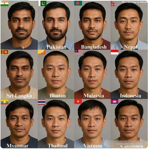 记录者外网总结的东南亚+南亚男性的普通人面貌。越南（不算新加坡的话）确
