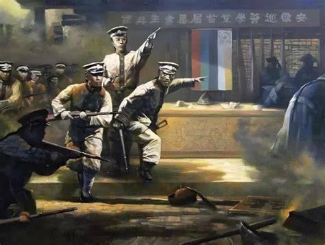 1907年7月6日，徐锡麟毫掏出手枪，对“恩师”恩铭一通乱射，恩铭身中7枪倒地。