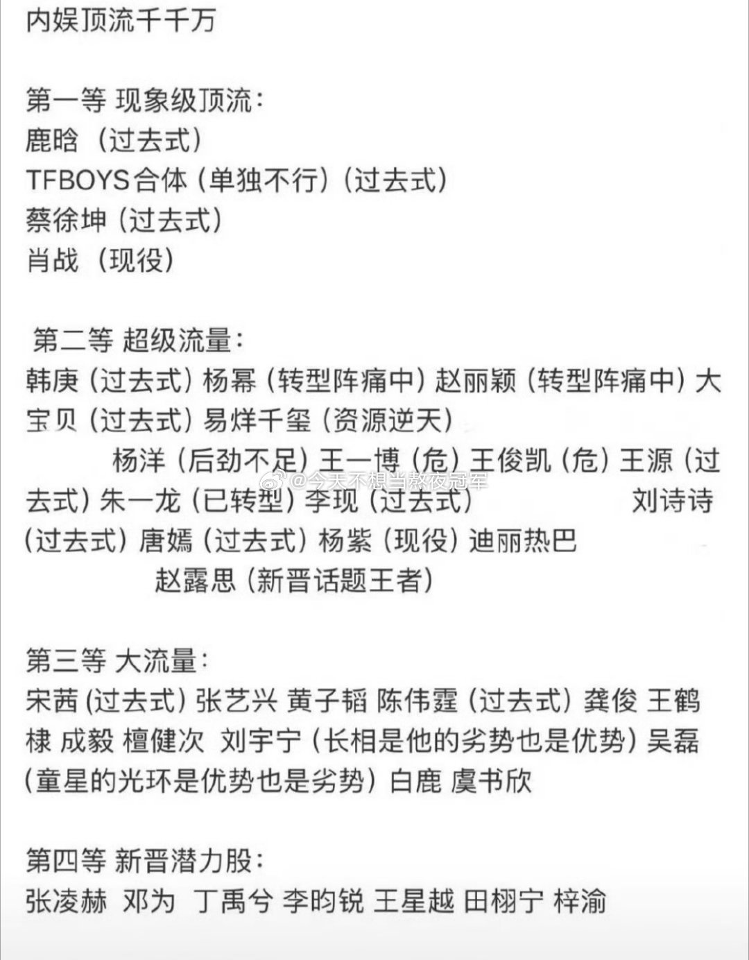 网友点评，内娱流量🌸🥜的发展现状。符合你们体感吗