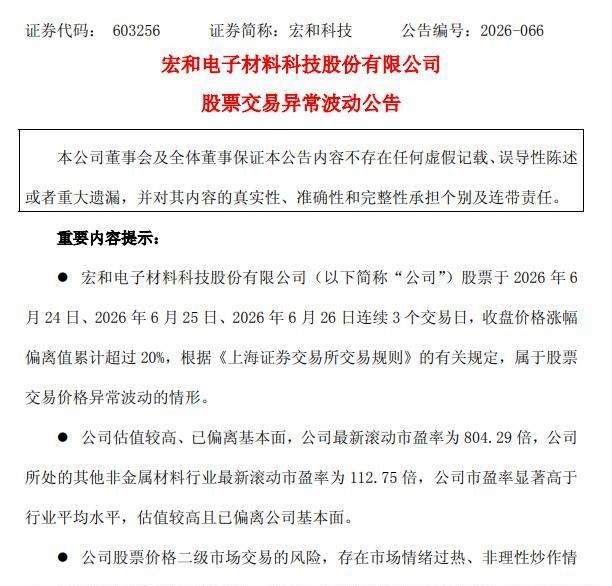 暴涨40倍PCB龙头提示风险，市场开始降温科技股宏和科技是本轮AI电子材料的超级
