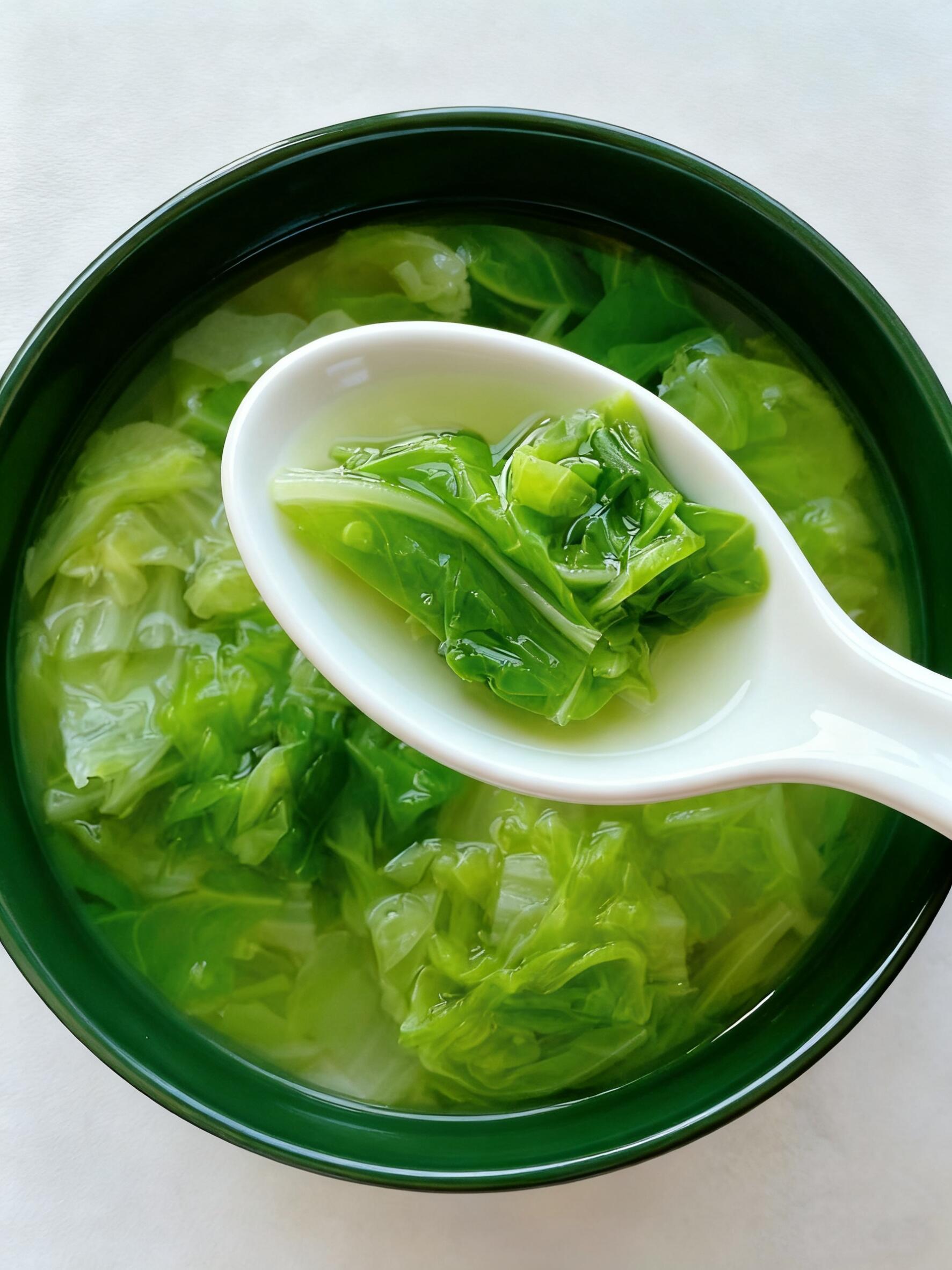 谁懂啊…“肠中无渣”的轻盈感😅今天晚餐长这样，纯白菜汤就喝它了。暖暖的超舒服～