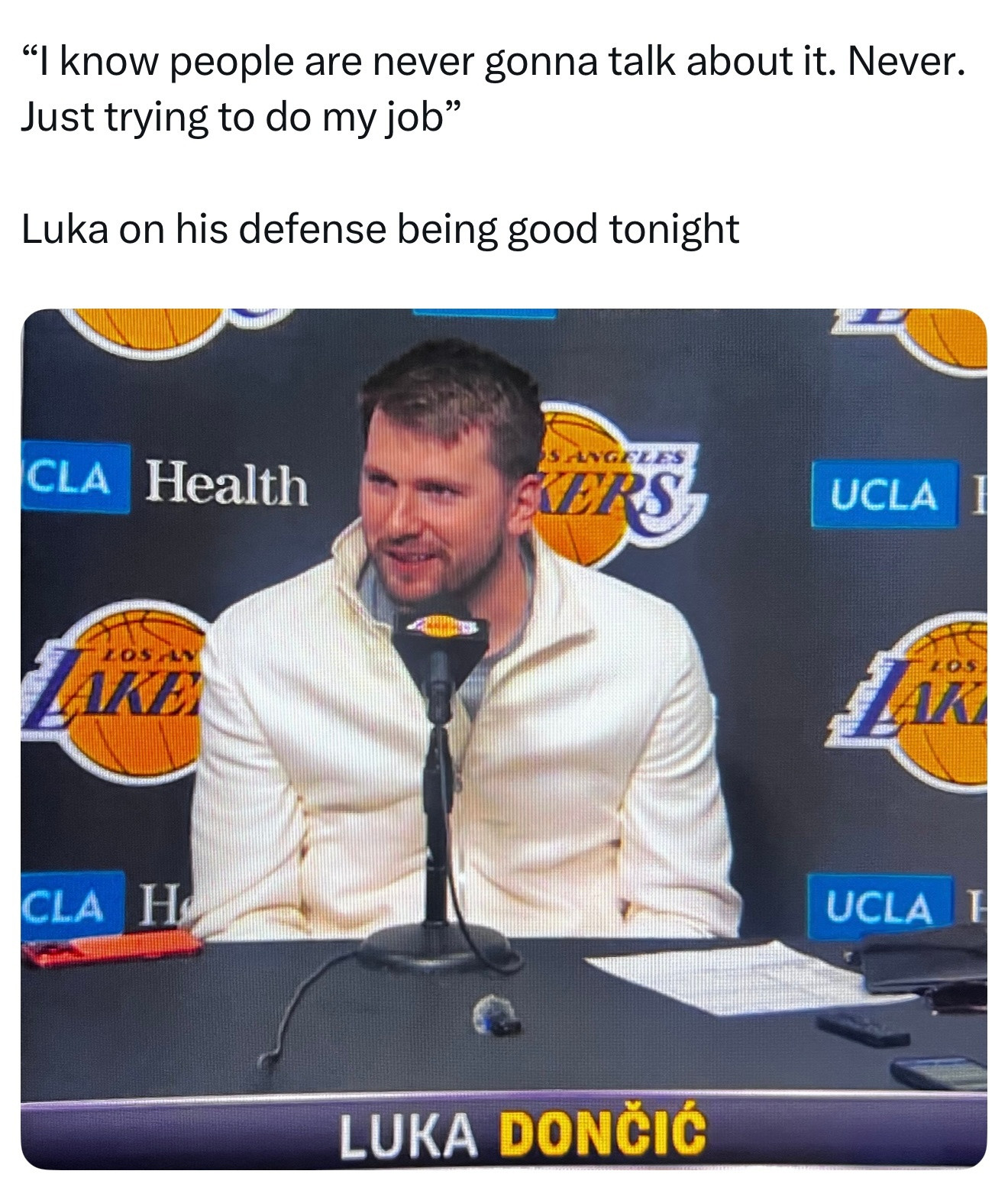 东契奇谈自己今晚防守出色：“我知道人们永远不会提这个。永远不会。我只是努力做好我