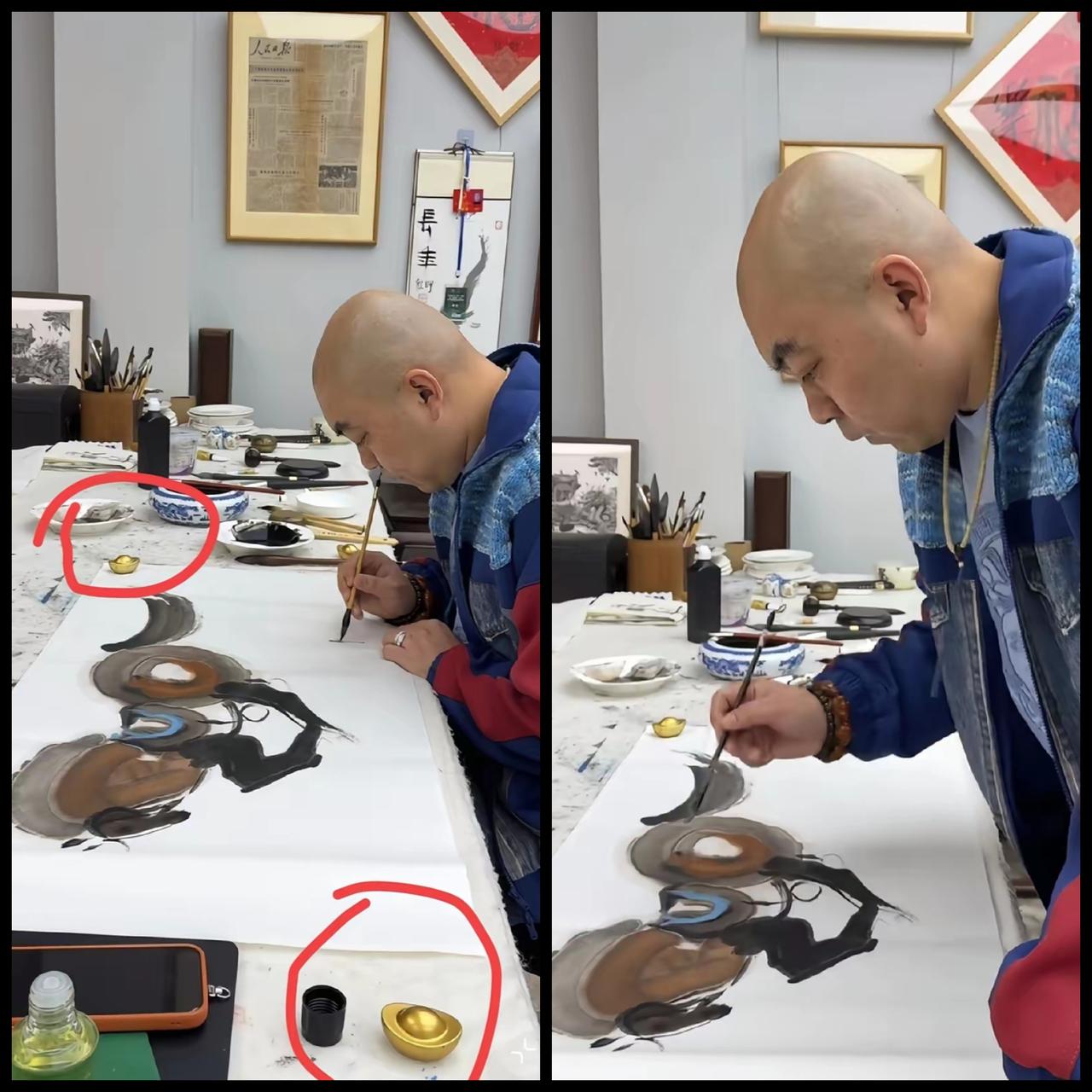 赵家班这帮人真是卧虎藏龙！前脚宋小宝扎进赵本山家练字，师徒俩挥毫互动超有料；