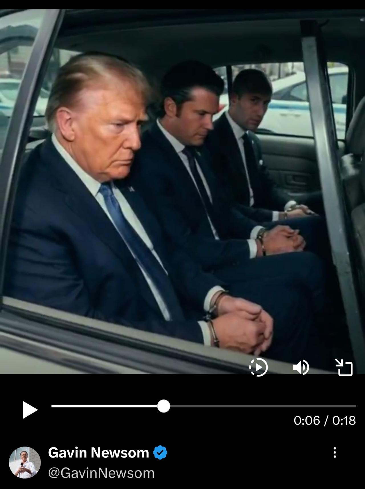 美国加州州长纽森是有多么恨老特啊！天天发帖子骂老特，比如:老特一个软弱的黑