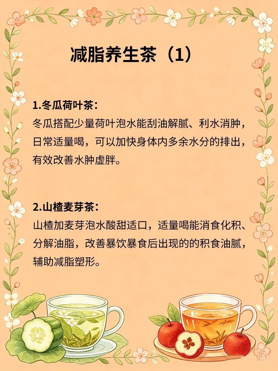 减脂养生茶，食材随处能买到很多人减脂只靠节食运动，忽略内调代谢。几款平价减脂养