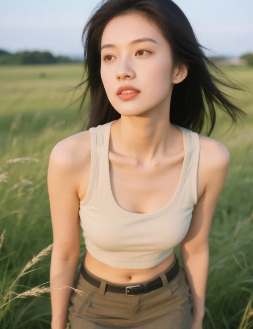 草动风起时的亚洲美女，展现灵动自然之美