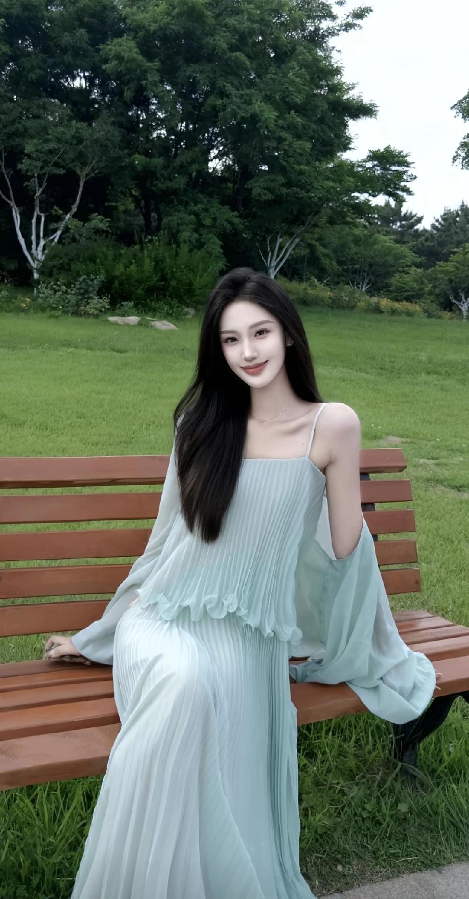 仙女姐姐好美啊美女女神甜妹气质美女连衣裙仙女