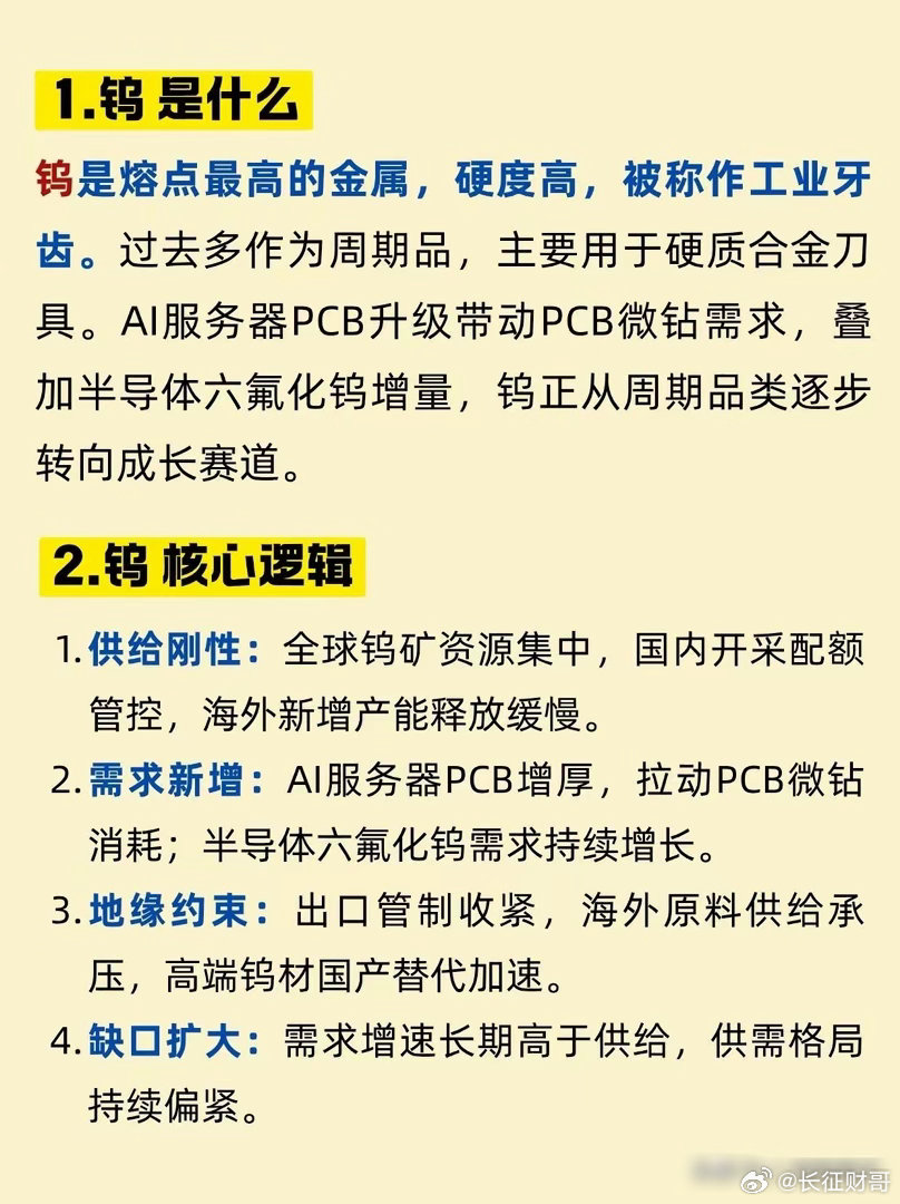 一篇看懂：PCB关键材料“钨”产业链很多人紧盯算力、半导体赛道，却忽略了一个高景