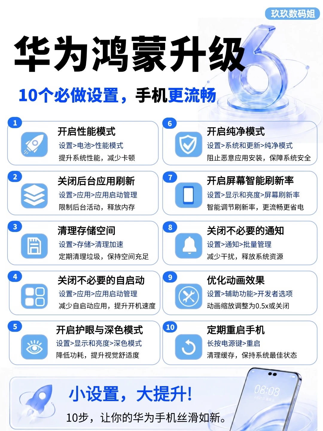 华为鸿蒙升级，必做10个设置🔥！