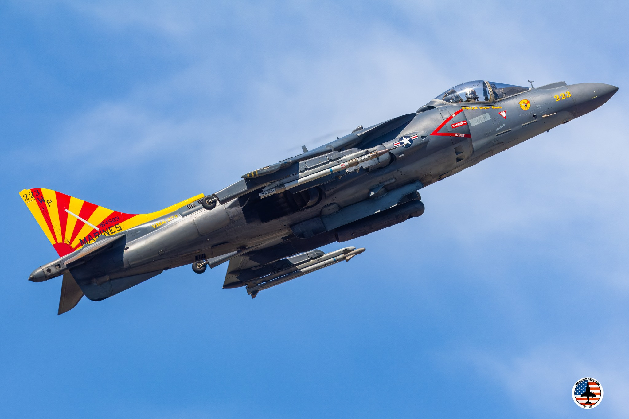 陆战队VMA-223Bulldogs中队AV-8B告别飞行，最后的两款特别涂装