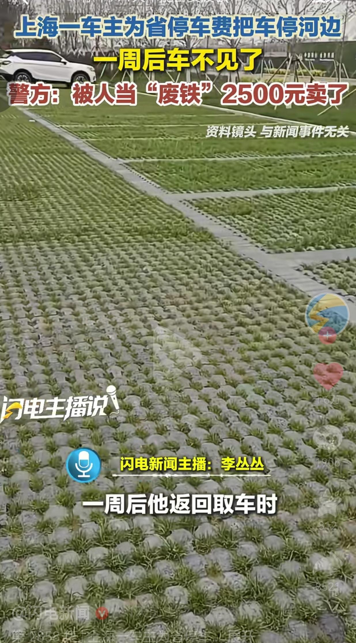 为省停车费把车停河边，一周后被人当废铁卖了，车主哭都没地方哭上海这事真给我
