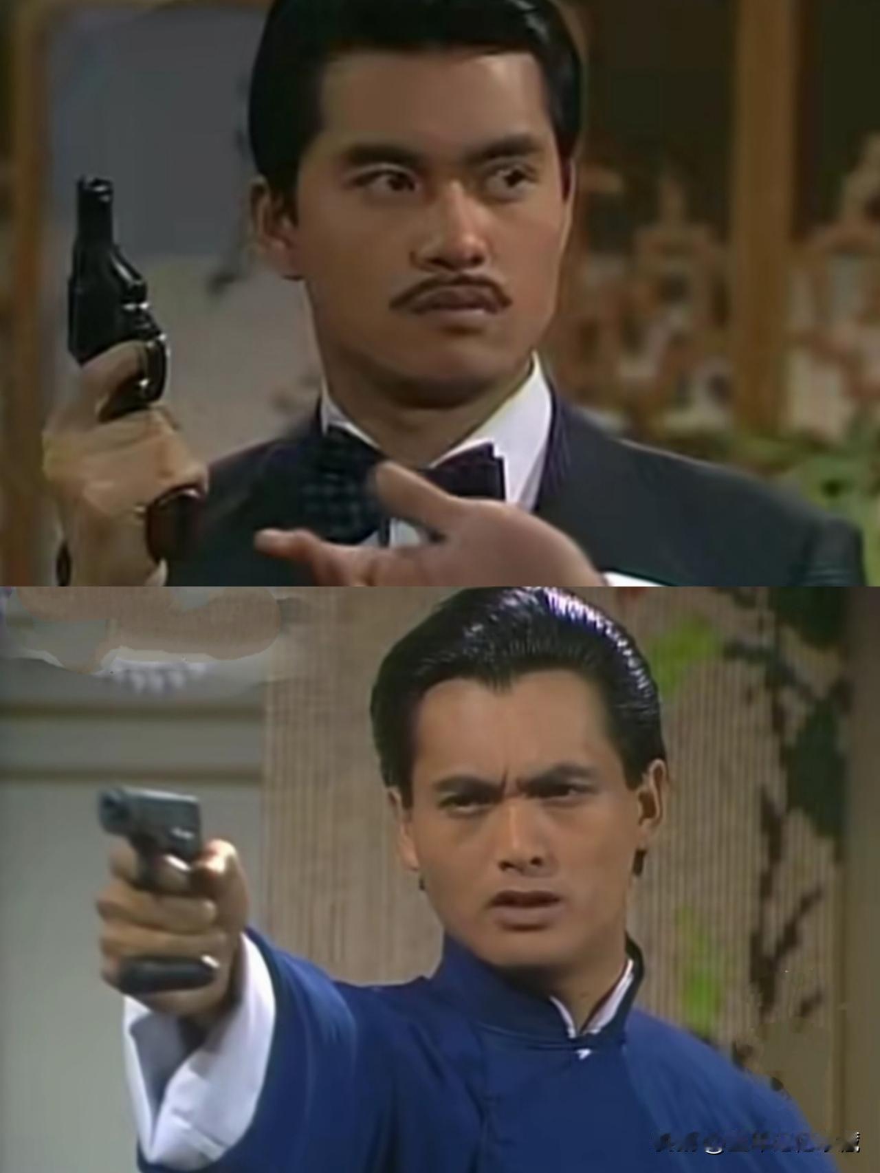 再看《上海滩》，感觉那时候的吕良伟比周润发更帅气，吕良伟眼睛深邃有光，五官更加立