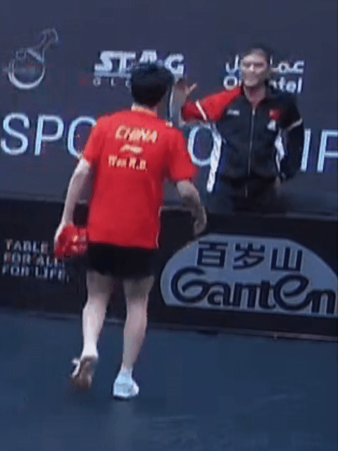 温瑞博4比3弗朗西斯卡温瑞博男单夺冠温瑞博夺冠时场边的刘志强教练👀激动庆祝🎉