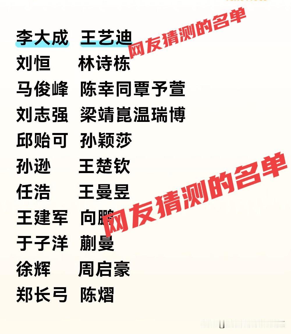 网友猜测的这份名单女队：孙颖莎—邱贻可王曼昱—任浩蒯曼—于子洋