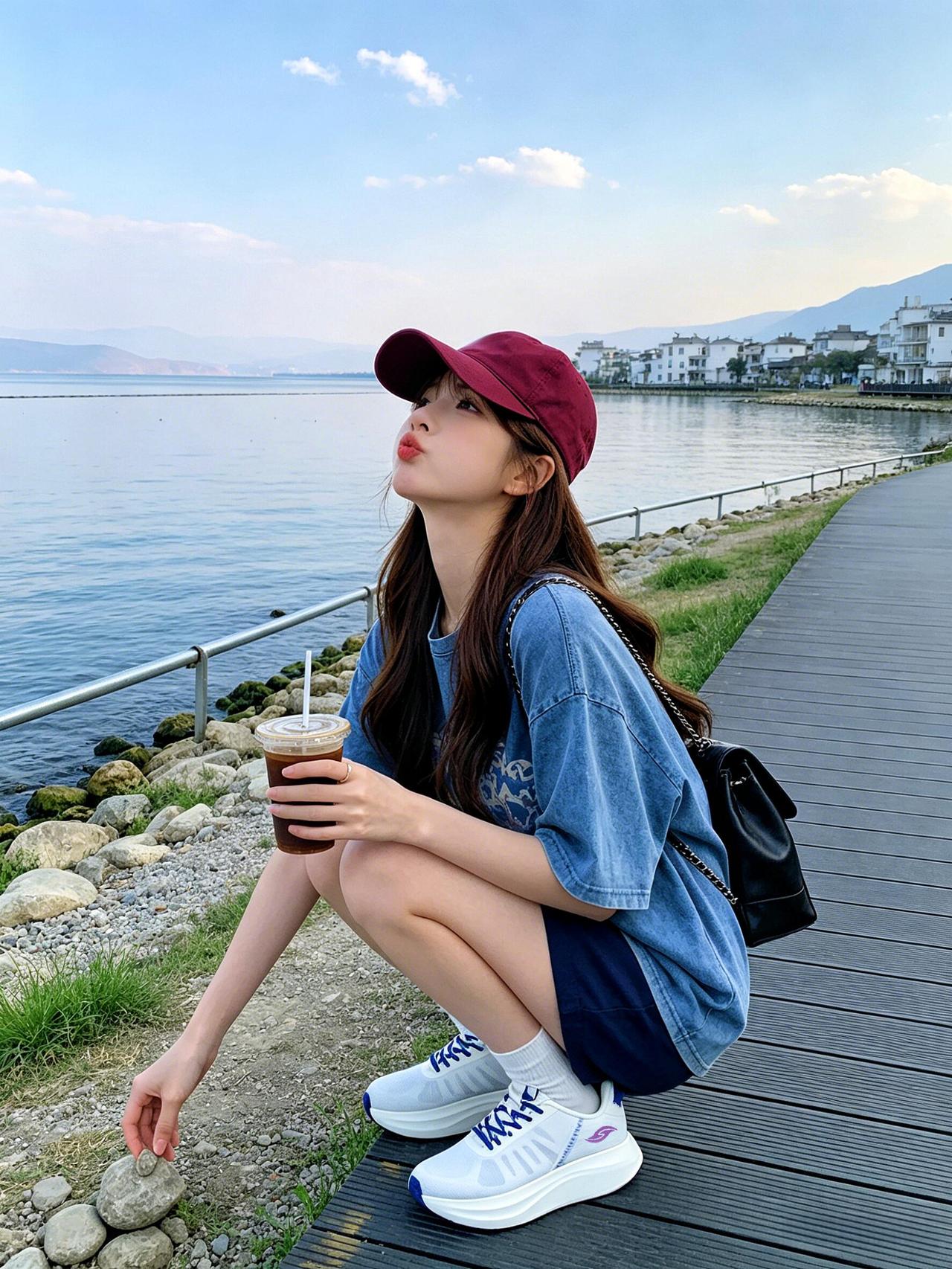 海边漫步轻吻微风享受悠闲时光海边度假慵懒风少女感穿搭