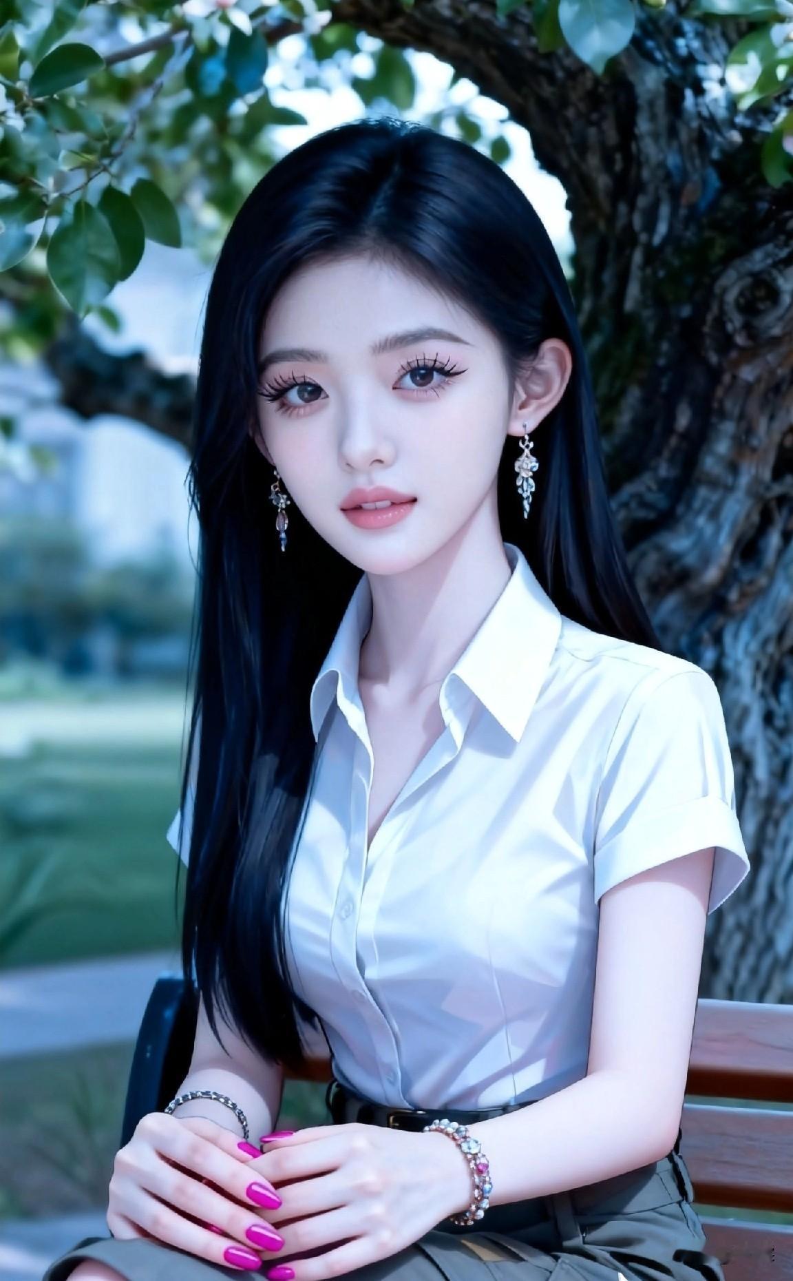 元气少女在公园的清新时光🌳✨