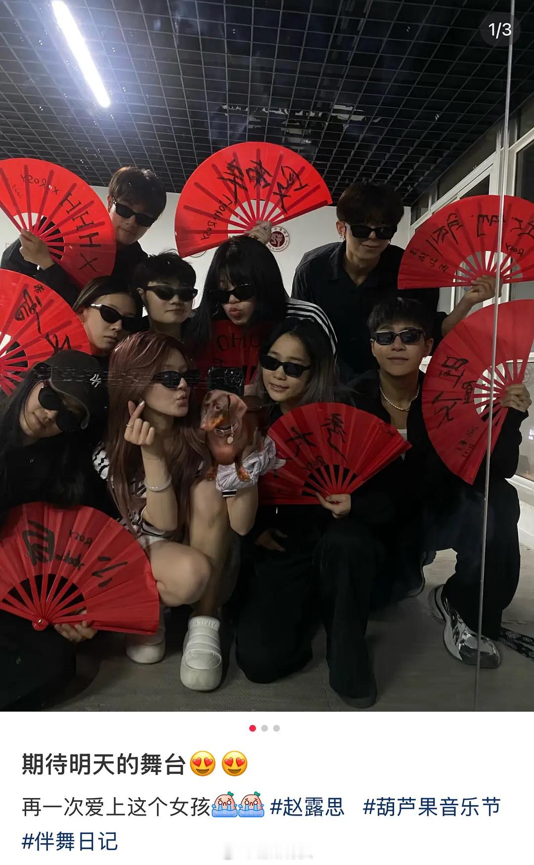 🍉赵露思音乐节排练伴舞发的，🥩给每一个伴舞都买了墨镜​​​