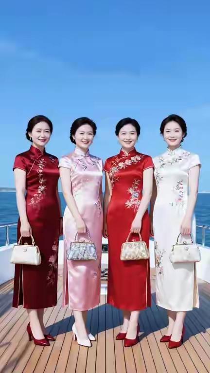 哇噻，穿旗袍的4个富太也60多岁了吧，还显得这么年轻！穿上这身旗袍还这么优雅端