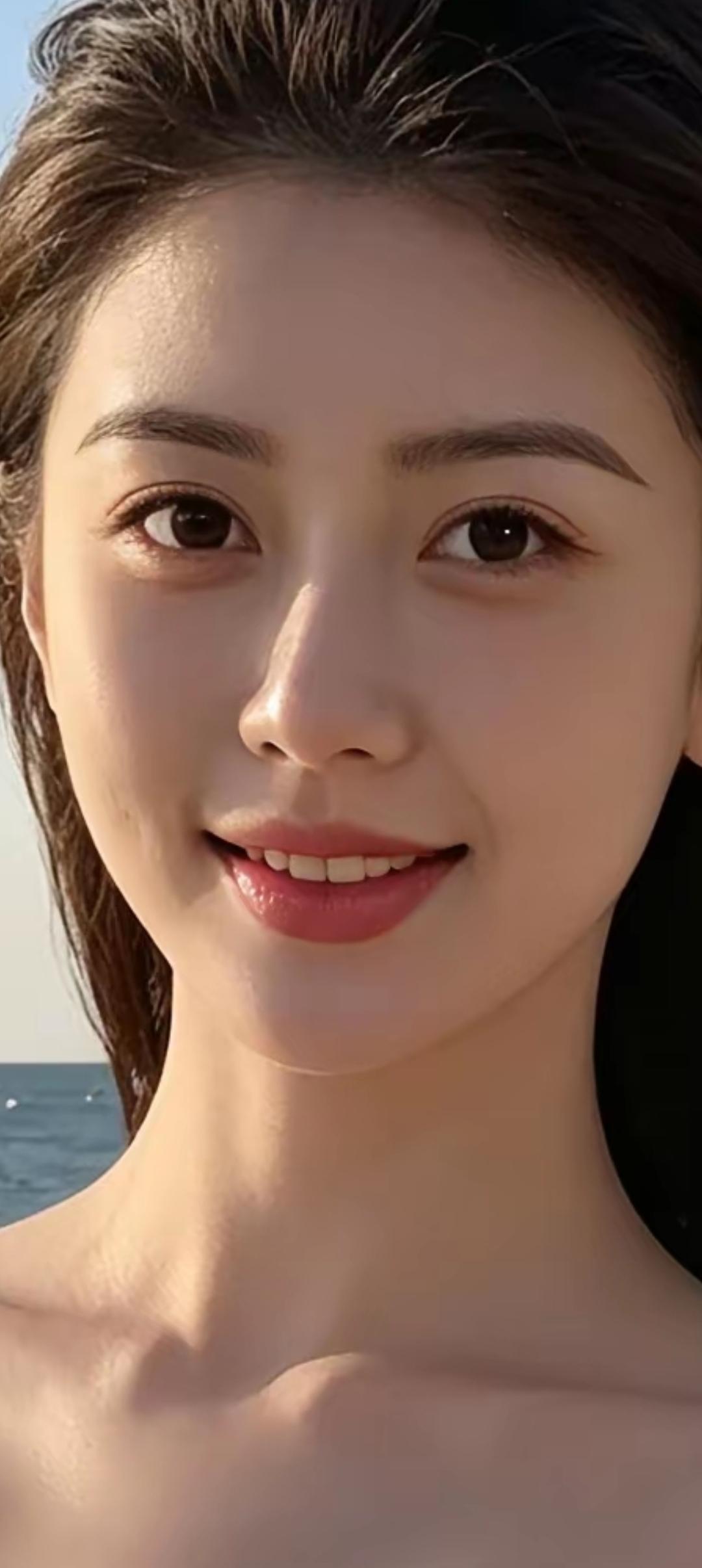 阳光下的微笑，海边的清新，自然美如画