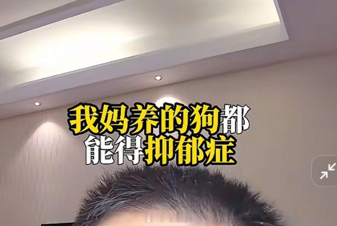 一位博主吐槽他妈养的狗都能得抑郁症，他自己一脸苦相，弟弟四十多不结婚经常到山里隐