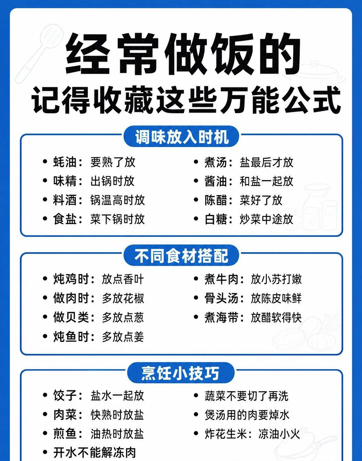 经常下厨的宝子们有福啦！给大家分享几个万能烹饪公式，让你轻松搞定美食。炒青菜