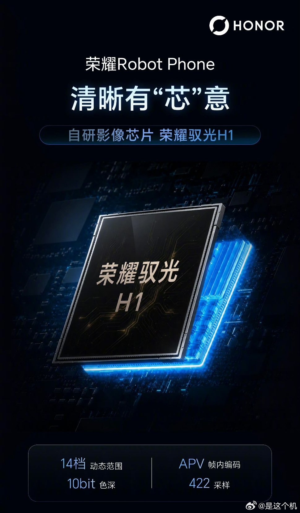 荣耀RobotPhone影像预热：自研影像芯片驭光H110bit色深｜1