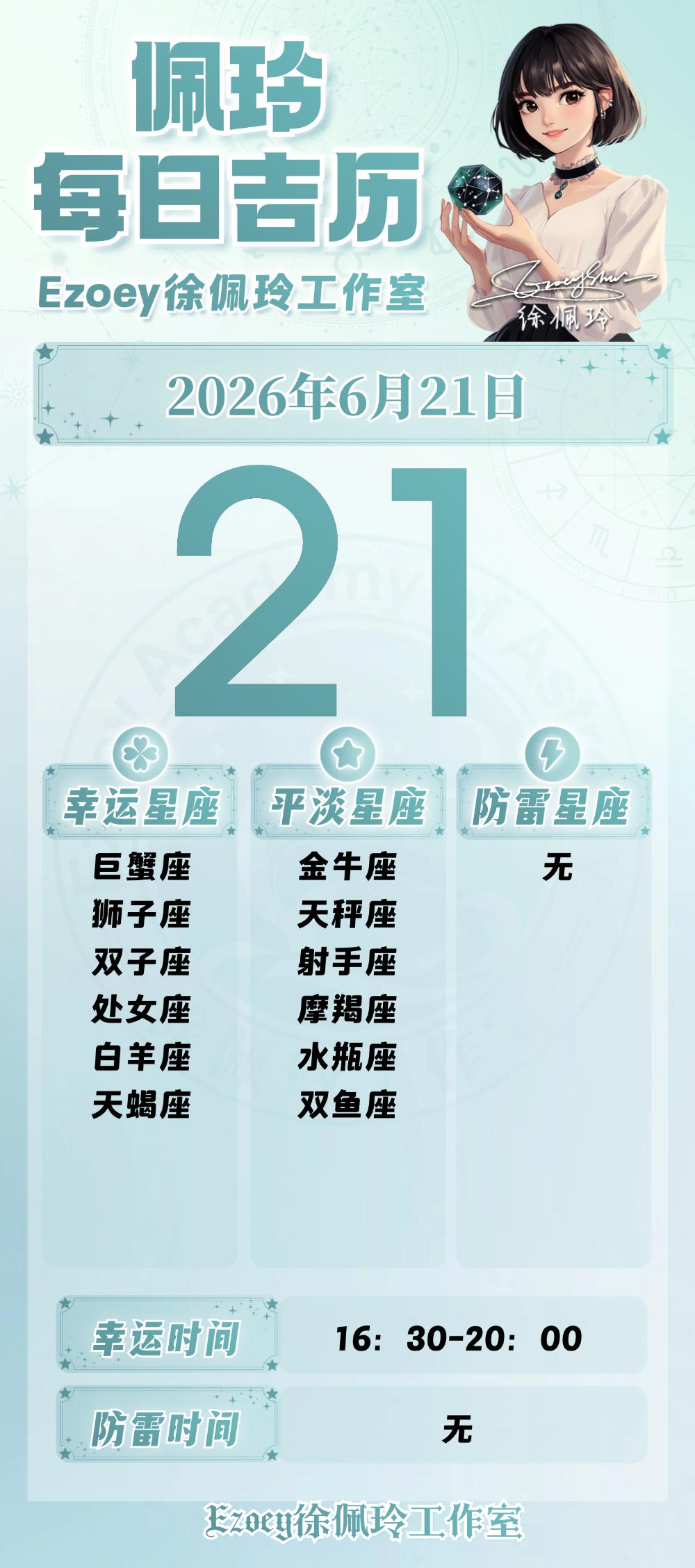 【6.21日播报】巨蟹座生日快乐温馨如常日幸运星星：巨蟹座、狮子座、双子座、
