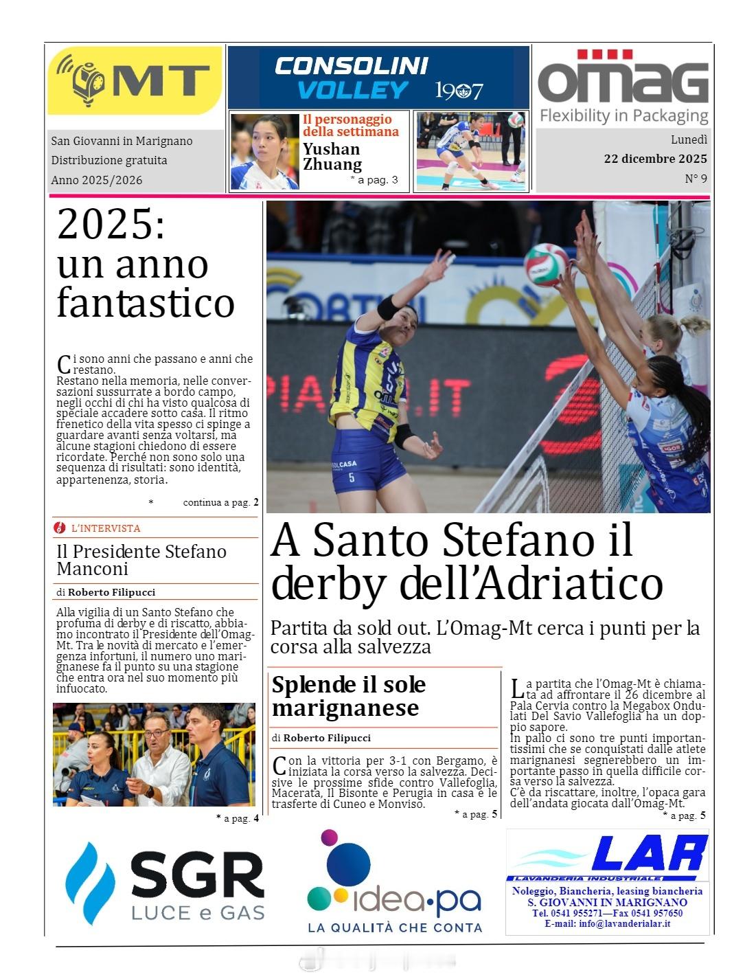 【庄宇珊成为圣乔瓦尼队报主角】中国排球留洋动态意甲圣乔瓦尼女排第九期队报即将发