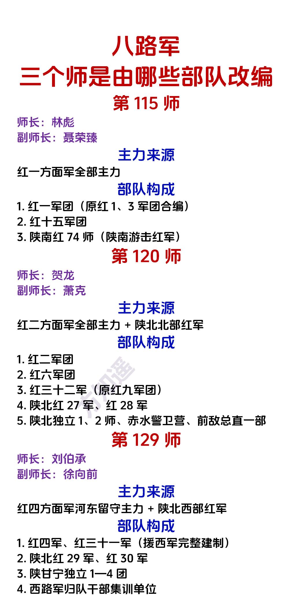 八路军三个师，是由哪些部队改编而来？看完你会发现红军的主力部队不仅仅是三大方