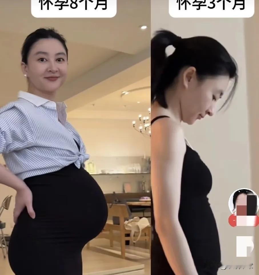 近期她发了孕照，怀孕八个月了，网上很多人都在说。争议也挺多，说她身材变化大，
